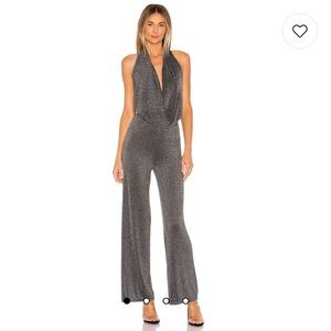 Superdown Saffron Cowl Neck Jumpsuit in Metallic Silver